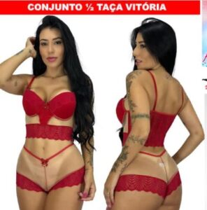 Langerie vermelha com cueca transparente sexy