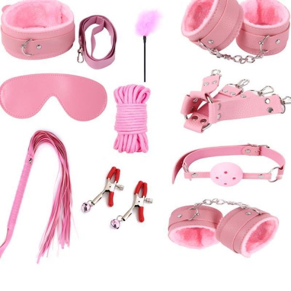 Kit sadomasoquismo cor rosa 10 pcs